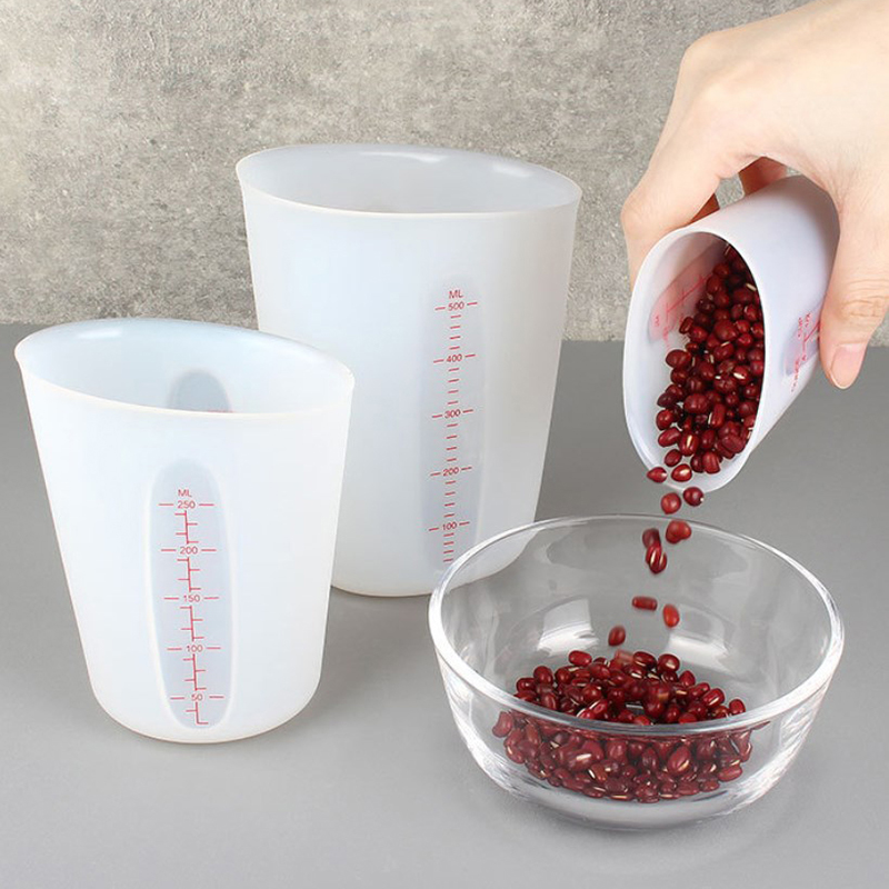 Mixing Cup Silicone - Alat gelas pengukur silikon 125/250/500ml dengan